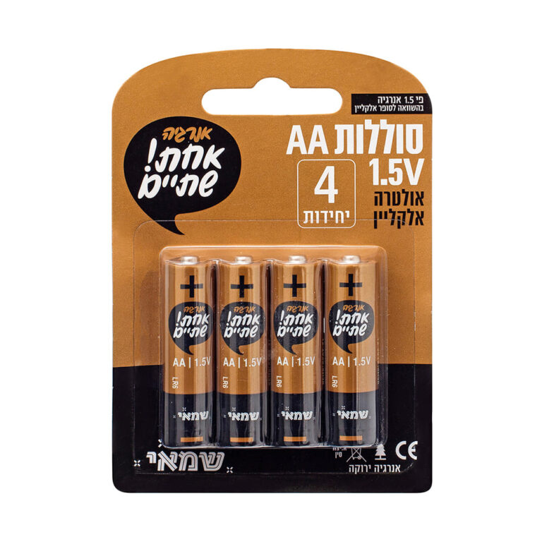 סוללה AA 1.5V רביעיות אלקליין ר.שמאי