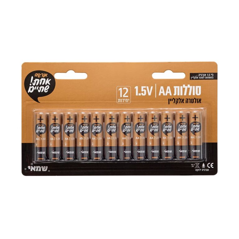 סוללה מארז ג'מבו AA 1.5V ארוז 12 יח' אלקליין ר.שמאי